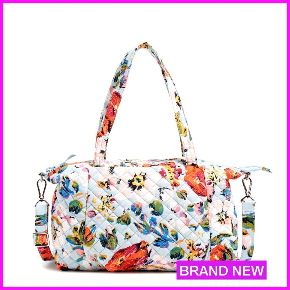 Cotton Pleated Multi-Strap Satchel Purse with Adjustable Shoulder Strap